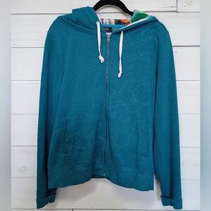 Liz Tran For Chihuly Gardens And Glass Teal Zip-Up Hoodie